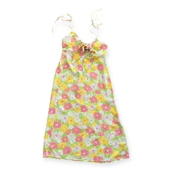 Miss Selfridge Womens Petite bunny tie midi slip dress in bright sunflower - Picture 3 of 8
